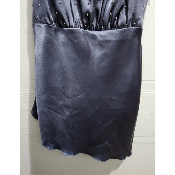 Vtg 90s Y2K Self Esteem Sleeveless Asymmetrical Blouse Satin Beaded Size XS - Picture 6 of 11